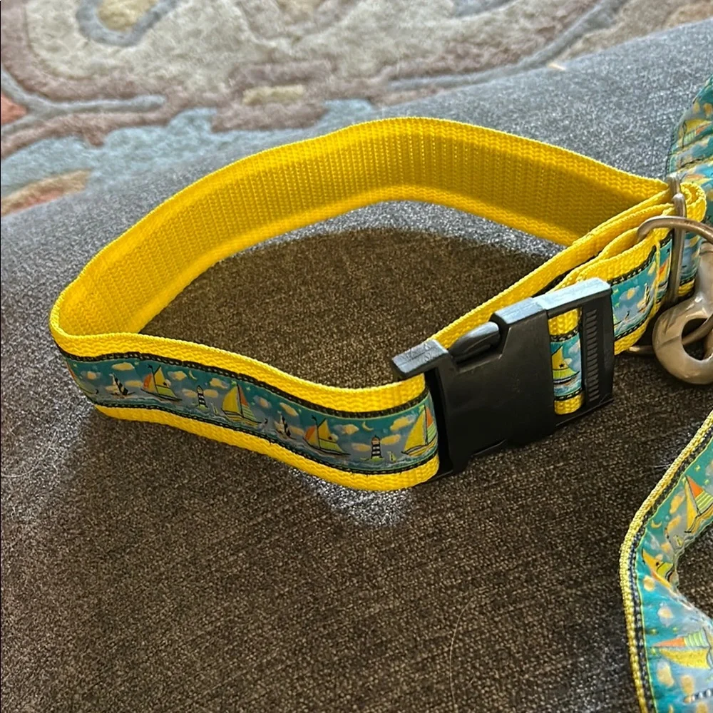 Sailboat Dog Collar & 4ft Leash